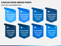 8 Rolled Paper Arrow Points PPT Slide 1