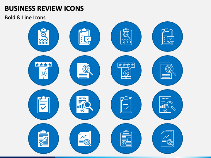 Business Review Icons PPT Slide 1