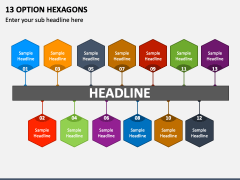 13 Option Hexagons PPT Slide 1