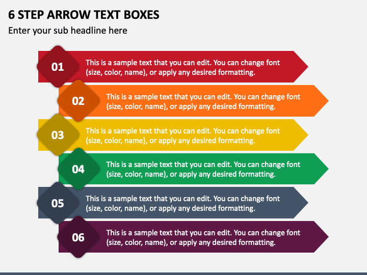 6 Step Arrow Text Boxes PowerPoint and Google Slides Template - PPT Slides