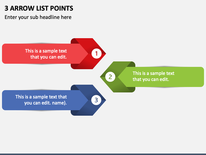 3 Arrow List Points PPT Slide 1