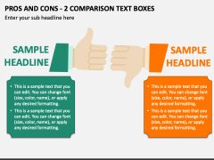 Pros and Cons - 2 Comparison Text Boxes PPT Slide 1