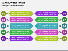 10 Arrow List Points PPT Slide 1