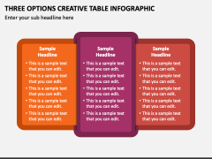 Three Options Creative Table Infographic PPT Slide 1