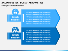 2 Colorful Text Boxes - Arrow Style PPT Slide 2