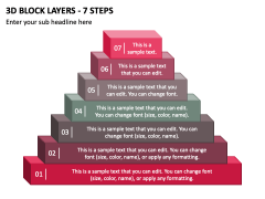 3D Block Layers - 7 Steps PPT Slide 1