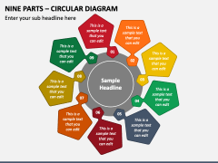 Nine Parts - Circular Diagram PPT Slide 2