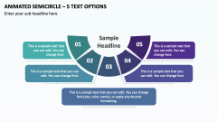 Animated Semicircle - 5 Text Options PPT Slide 1