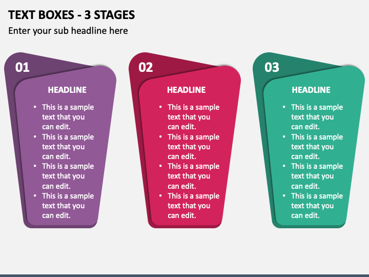 Text Boxes - 3 Stages PPT Slide 1