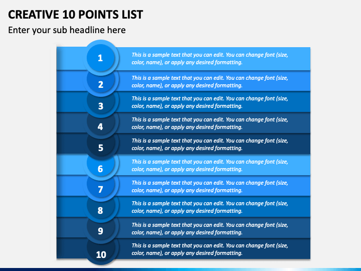 Creative 10 Points List PPT Slide 1