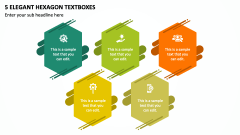 5 Elegant Hexagon Textboxes PPT Slide 1