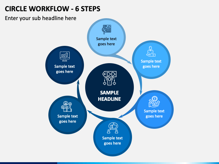Circle Workflow 6 Steps PPT Slide 1