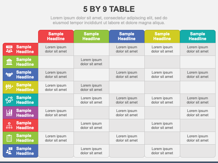 5 By 9 Table PPT Slide 1