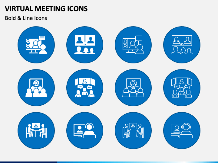 Virtual Meetings Icons for PowerPoint and Google Slides - PPT Slides