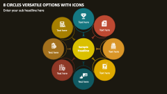 8 Circles Versatile Options with Icons PPT Slide 1