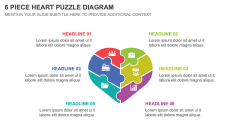 6 Piece Heart Puzzle Diagram PPT Slide 1