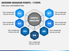 Modern Hexagon Points - 7 Steps PPT Slide 2
