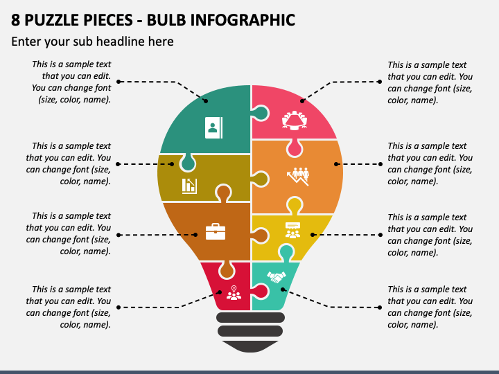 8 Puzzle Pieces - Bulb Infographic PowerPoint Template and Google