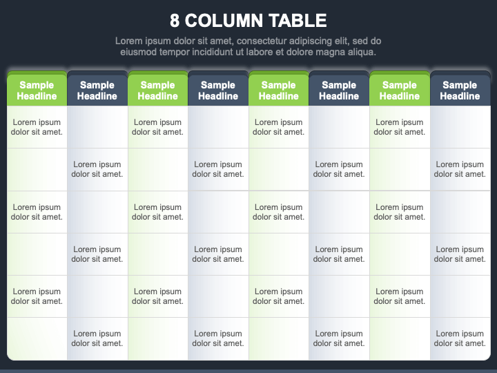 8 Column Table PPT Slide 1