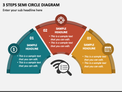 3 Steps Semi Circle Diagram PPT Slide 1