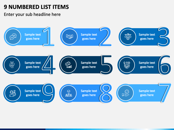 9 Numbered List Items - Free PPT Slide 1