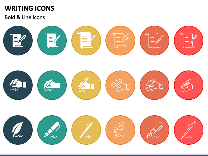 Writing Icons PPT Slide 1