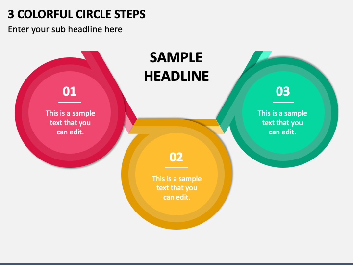 3 Colorful Circle Steps PPT Slide 1