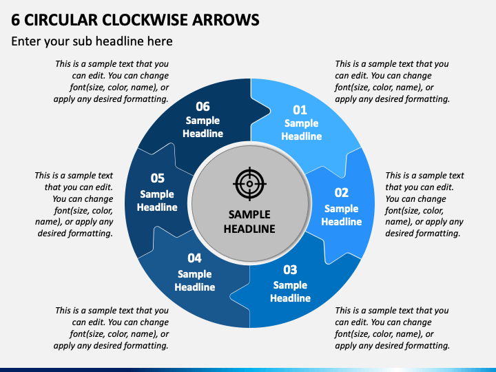 6 Circular Clockwise Arrows PPT Slide 1