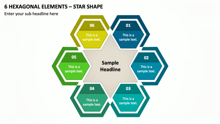 6 Hexagonal Elements - Star Shape PPT Slide 1