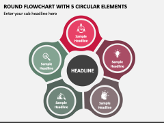 Round Flowchart with 5 Circular Elements PPT Slide 1