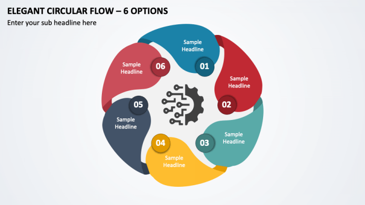 Elegant Circular Flow - 6 Options PPT Slide 1