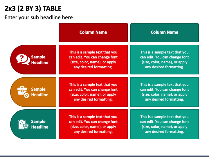 2 by 3 Table PPT Slide 1