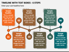 Timeline with Text Boxes - 6 Steps PPT Slide 1