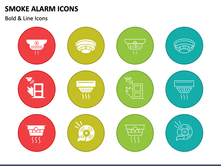 Smoke Alarm Icons PPT Slide 1