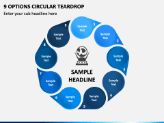 9 Options Circular Teardrop PPT Slide 1
