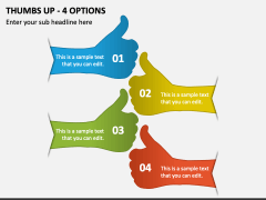 Thumbs Up - 4 Options PPT Slide 1