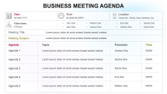 Animated Business Meeting Agenda PPT Slide 3