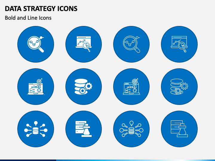Data Strategy Icons PPT Slide 1