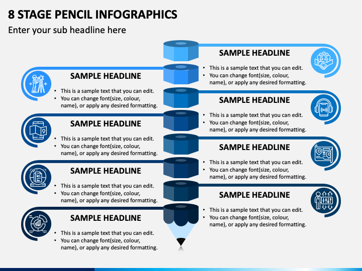 8 Stage Pencil Infographics - Free PPT Slide 1