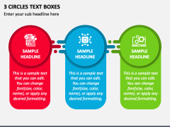 3 Circles Text Boxes PPT Slide 1