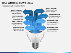 Bulb With 8 Arrow Stages PPT Slide 1