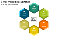 6 Steps Stylish Hexagon Diagram PPT Slide 1