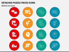 Detached Puzzle Pieces Icons PPT Slide 1