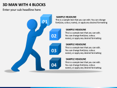 3D Man With 4 Blocks PPT Slide 1