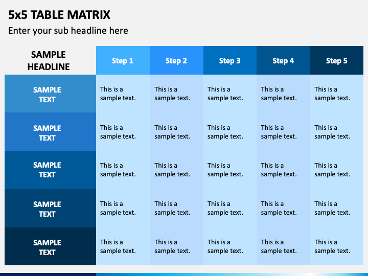 5x5 Table Matrix PPT Slide 1