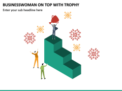Businesswoman On Top With Trophy PPT Slide 2