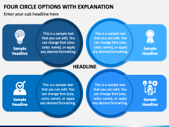 Four Circle Options with Explanation PPT Slide 2