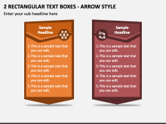 2 Rectangular Text Boxes - Arrow Style PPT Slide 1