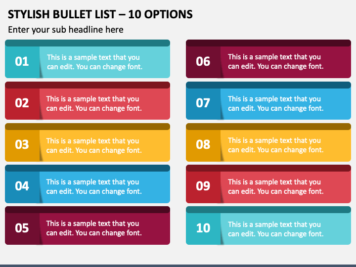 Stylish Bullet List - 10 Options PPT Slide 1