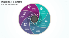 Stylish Disc - 6 Sections PPT Slide 1